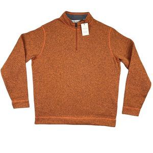 Peter Millar Fleece Sweater Jacket Mens Large 1/4 Zip Pullover Squash Orange